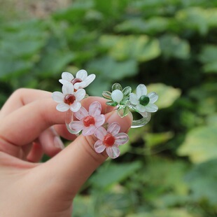 淄博琉璃戒指花朵桂花蝴蝶原创设计博山玻璃手工小众饰品礼物