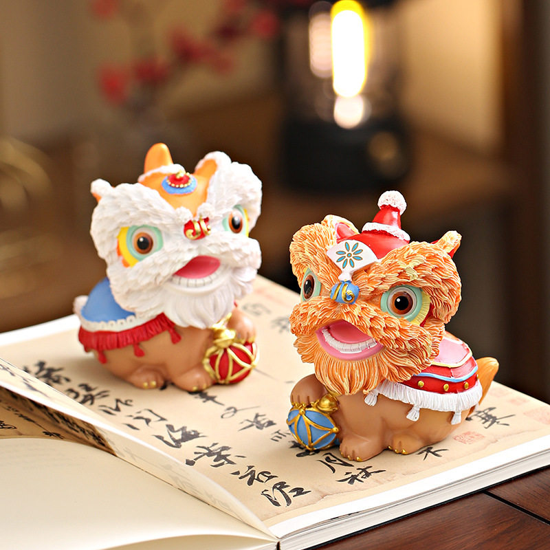 国潮佛山舞狮醒狮创意文创摆件高级感桌面茶桌装饰工艺品生日礼物,家居饰品,装饰摆件,淘宝优惠券,粉丝福利购,淘宝优惠卷