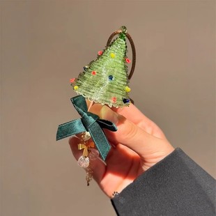 淄博琉璃圣诞树挂件玻璃车载饰品车挂圣诞节礼物创意车内装饰挂饰