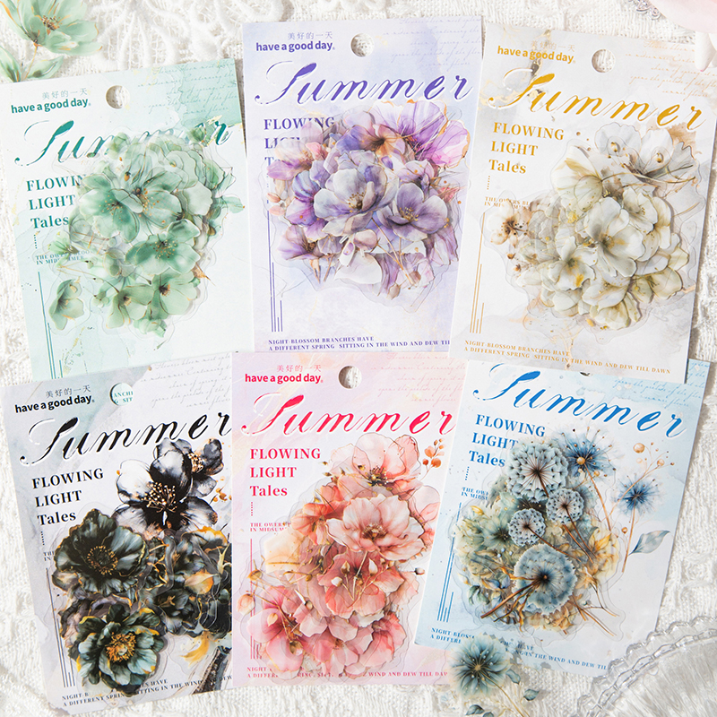 繁花复古水彩花朵贴纸手账装饰