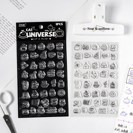 ins透明硅胶可爱卡通动物图案学生儿童手工印章diy手帐盖章可水洗