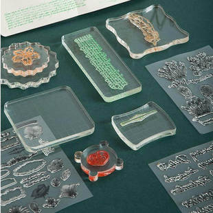 印章手柄手账印章配件亚克力板大号小号透明方块印章专用把柄工具