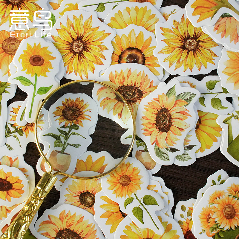 向日葵手帐贴纸diy手册相册装饰