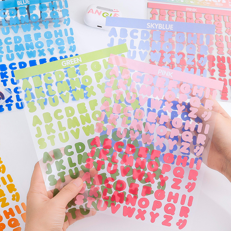 彩色字母贴纸英文字母手账素材