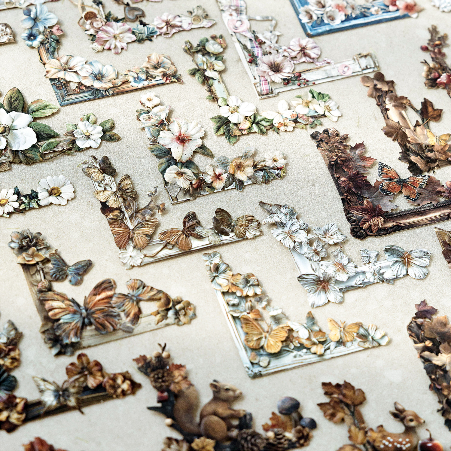 木色复古边角贴镂空浮雕手账装饰