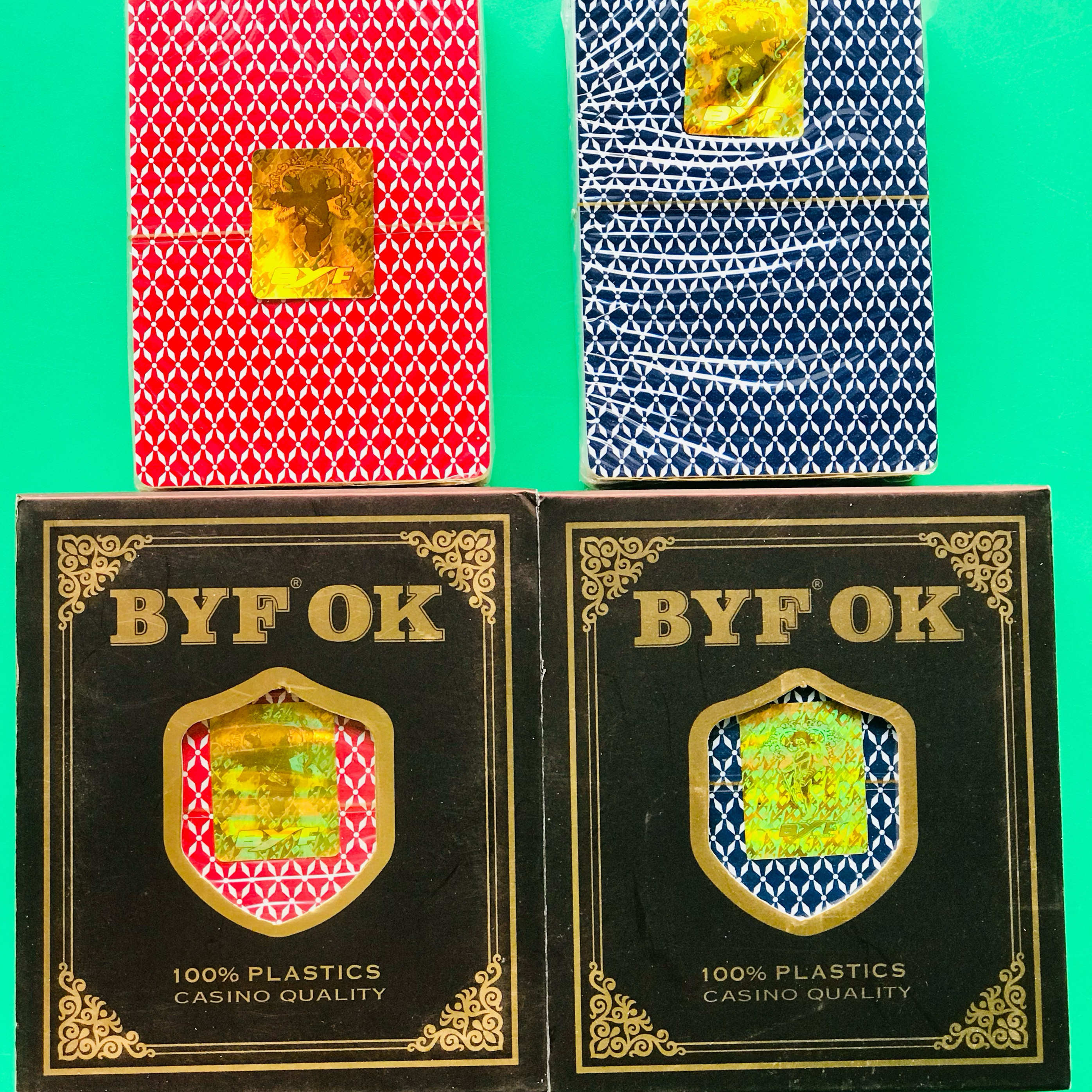 BYFOK百运发窄版塑料扑克牌6副装 55张全副大蜜蜂 小字磨砂正品