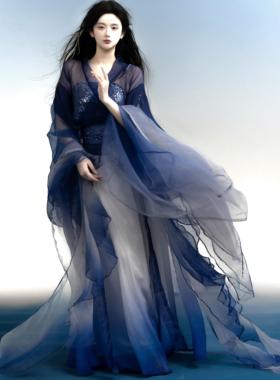 栖拾意原创-海女-南北朝大袖魏晋风汉服女一片式八破裙2.18晚八点