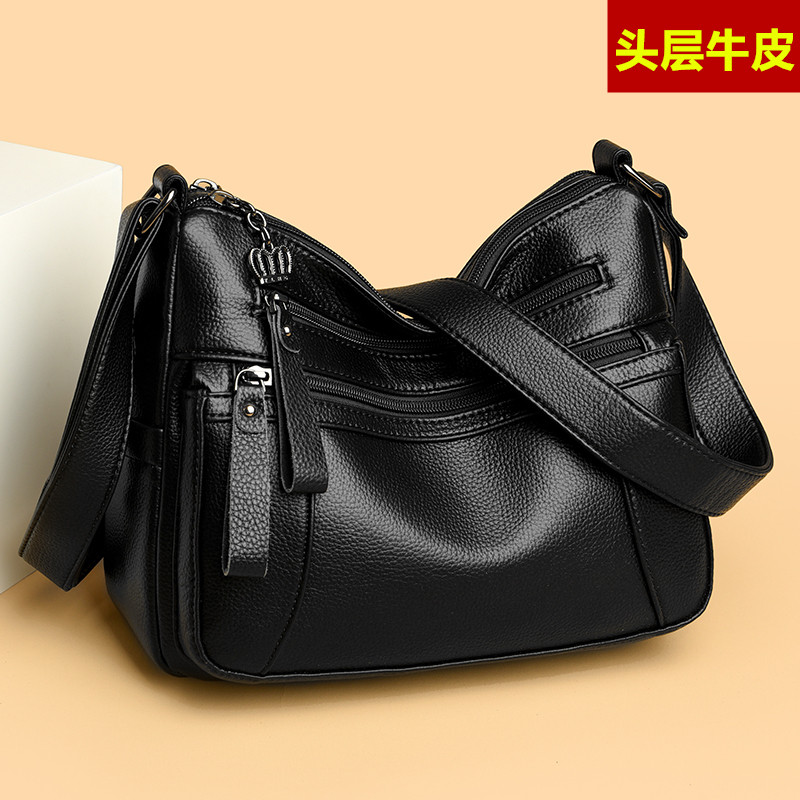 头层牛皮单肩斜挎包女软真皮时尚中年婆婆妈妈包百搭2025新款潮流