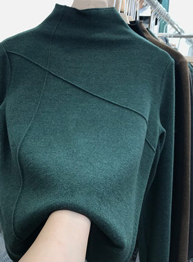 德绒保暖休闲打底衫秋冬简约半高领学生上衣加厚包邮长袖女T恤