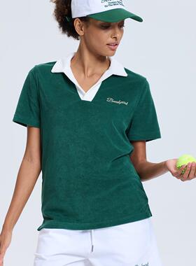 Breakpoint毛巾布拼色Polo衫老钱风网球高尔夫休闲运动短袖时尚