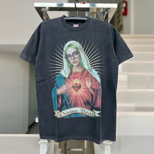 Billie Eilish歌手短袖T恤暗黑风vintage古着街头潮流高级感半袖
