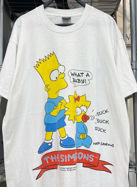 The Simpsons辛普森一家美式复古卡通潮流风高级感重磅棉短袖T恤