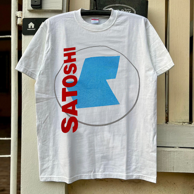 Satoshi简约几何图形复古视觉字母创意慵懒风vintage古着短袖T恤