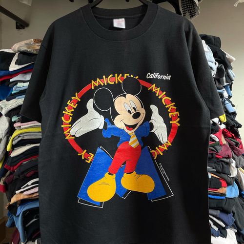 Mickey Mouse米奇怀旧vintage古着潮流风下半身失踪潮牌短袖T恤