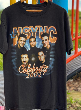NSYNC超级男孩乐队高街人像hiphop嘻哈短袖男女慵懒风纯棉圆领T恤
