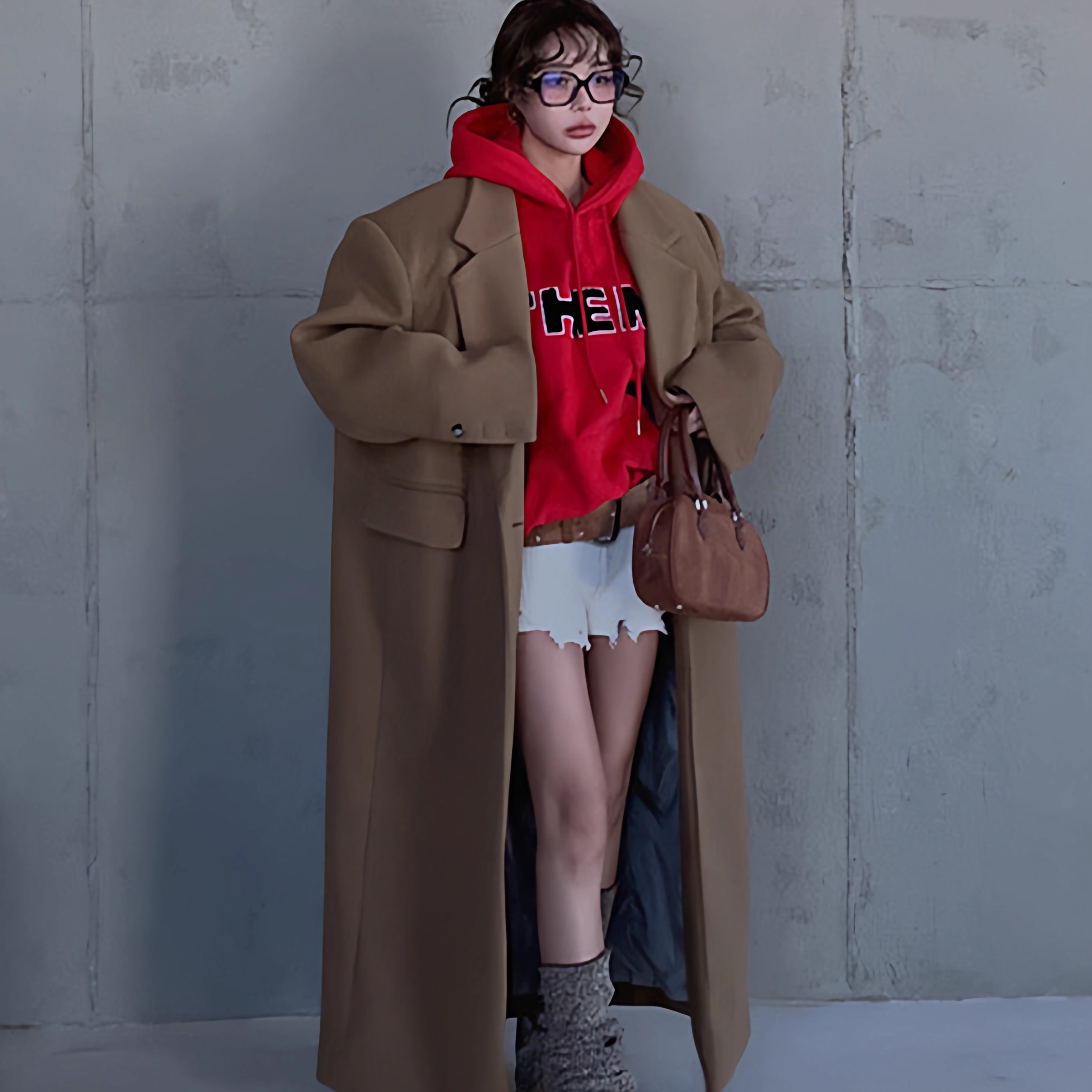 高个子加长款加厚毛呢大衣