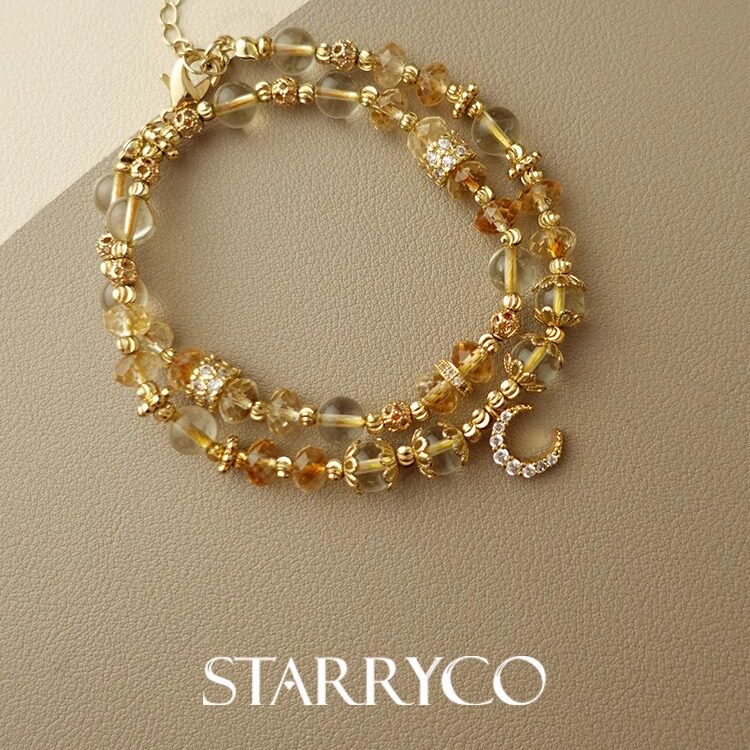 STARRYCO 橙子汽水黄水晶开运项链手链两用高端小众设计感