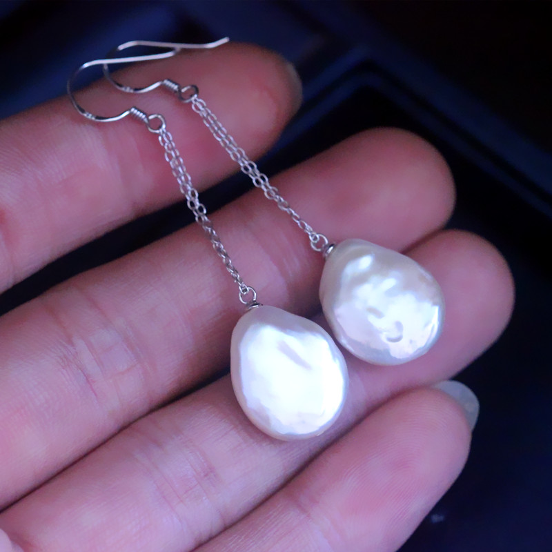 大颗粒异形耳环天然淡水珍珠