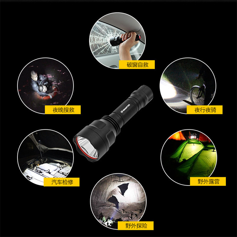 C8强光手电筒 T6 多功能可充电防水防身LED远射户外家用