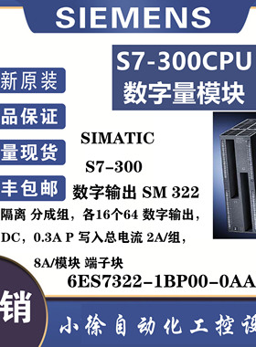6ES7322-1BP00-0AA0西门子原装正品64 数字输出24V DC 0.3A P写入