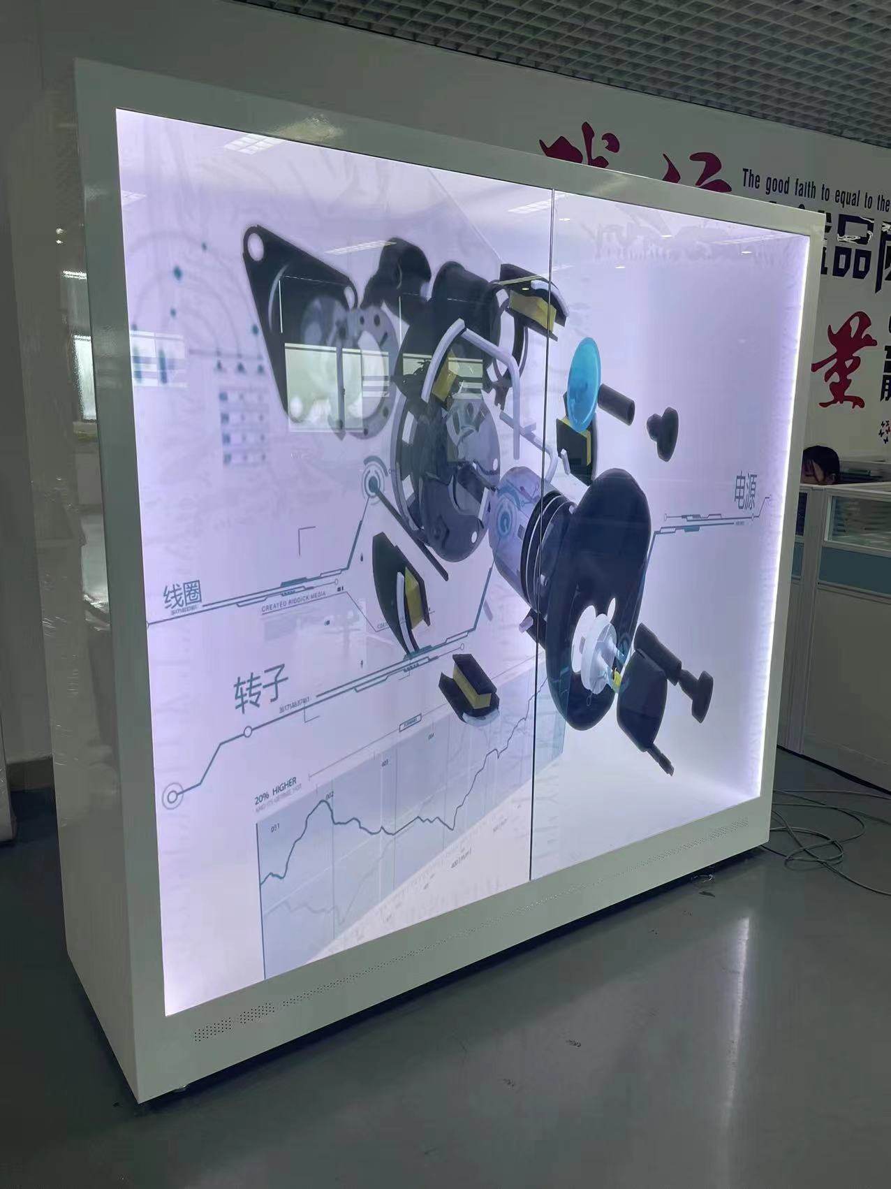 透明屏展示柜75寸条形拼接透明液晶橱窗展示触摸显示屏互动触控屏