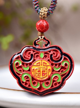 天然正品保真朱砂精品红砂如意锁毛衣链 红砂彩绘项链 店铺上新