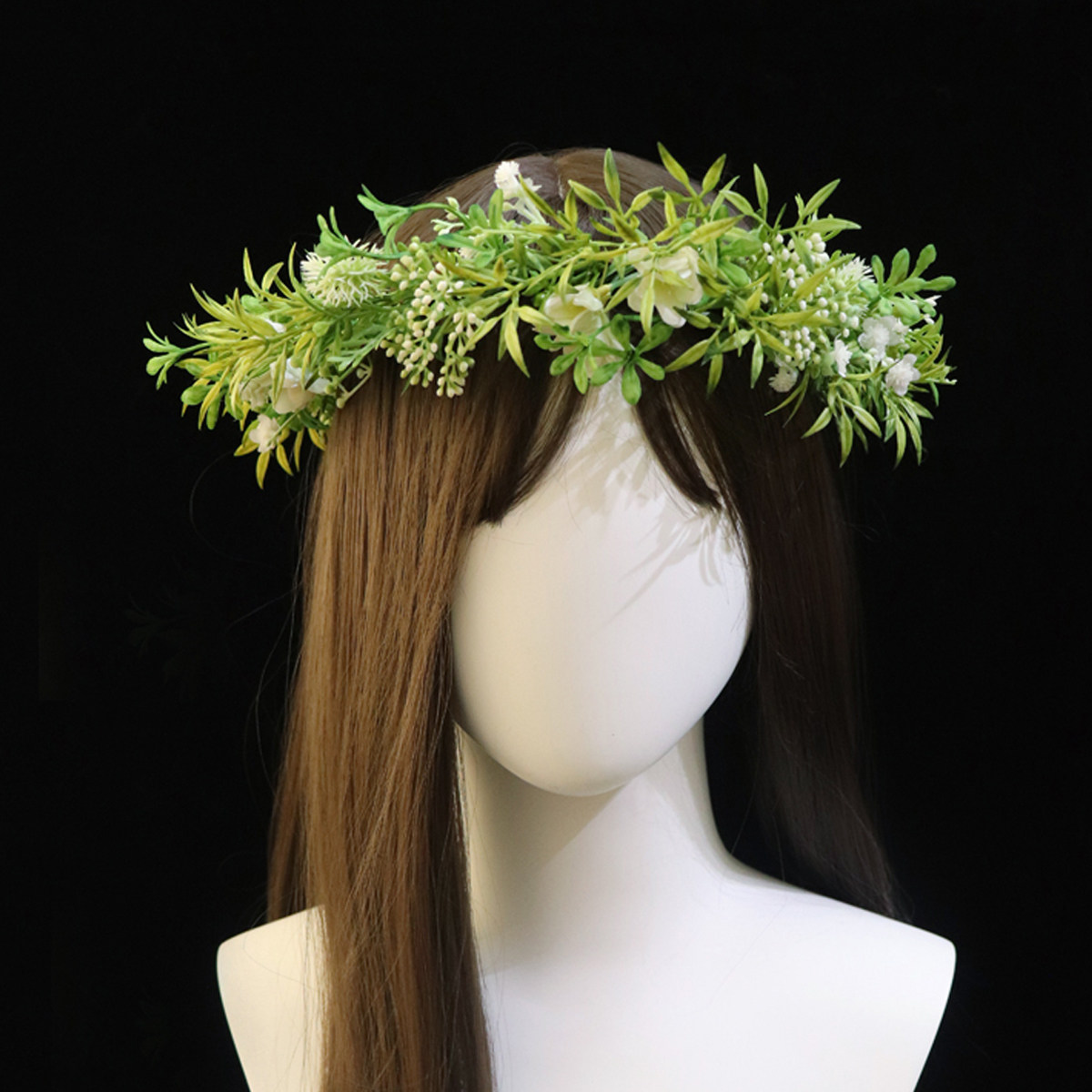 ins森林系花朵新娘花环度假沙滩头饰婚纱摄影写真绿植婚礼发饰
