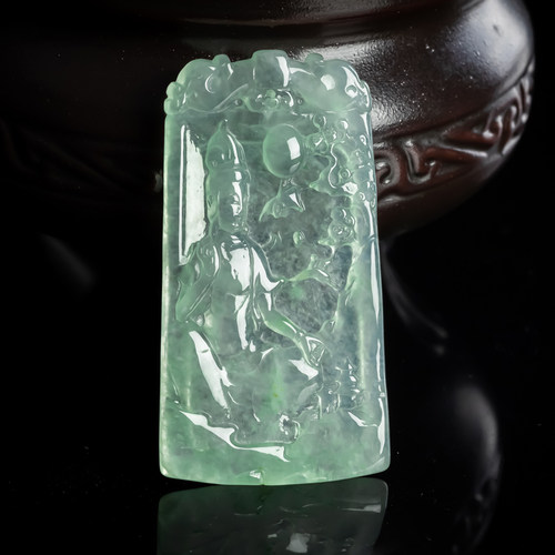 缅甸冰种起胶玉观音牌玉吊坠天然A货翡翠22.85g天然翡翠A货正品
