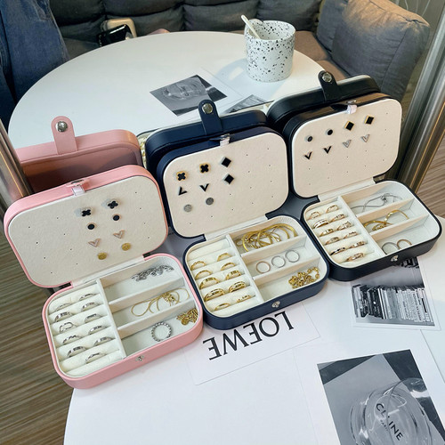 黑色便携耳坠首饰盒梳妆台ins