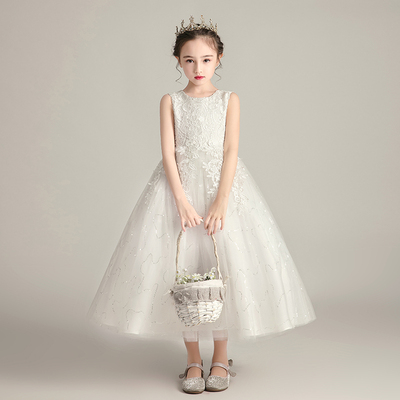 女中大童钢琴婚纱白色裙晚礼服
