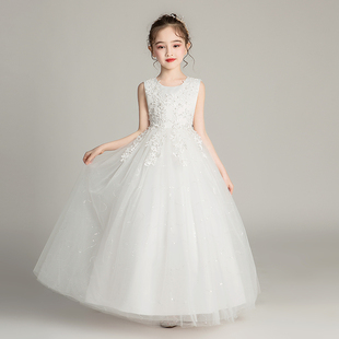 2022春夏新款公主蓬蓬纱裙女儿童加绒礼服花童婚纱中长款连衣裙子