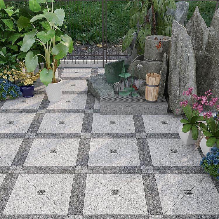 地铺石瓷砖拼花600X600户外花园庭院露台阳台水刀岗石防滑地砖