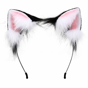 黑粉黑色白色特色甜美可爱猫狐狸耳朵发夹毛绒发卡发箍头饰发饰