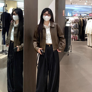 2026新款棕色皮衣外套女短款春秋小个子港风复古休闲机车服皮夹克