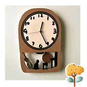 黑猫钢琴静音挂钟治愈系简约时钟卡通挂墙钟表摇摆钟表琴房氛围钟