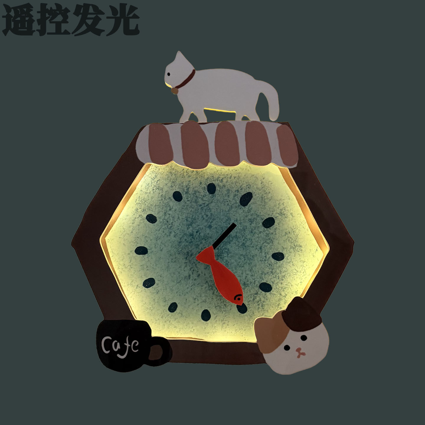 卡通治愈系挂墙钟表发光挂钟静音装饰台钟卧室客厅时钟表免打孔钟