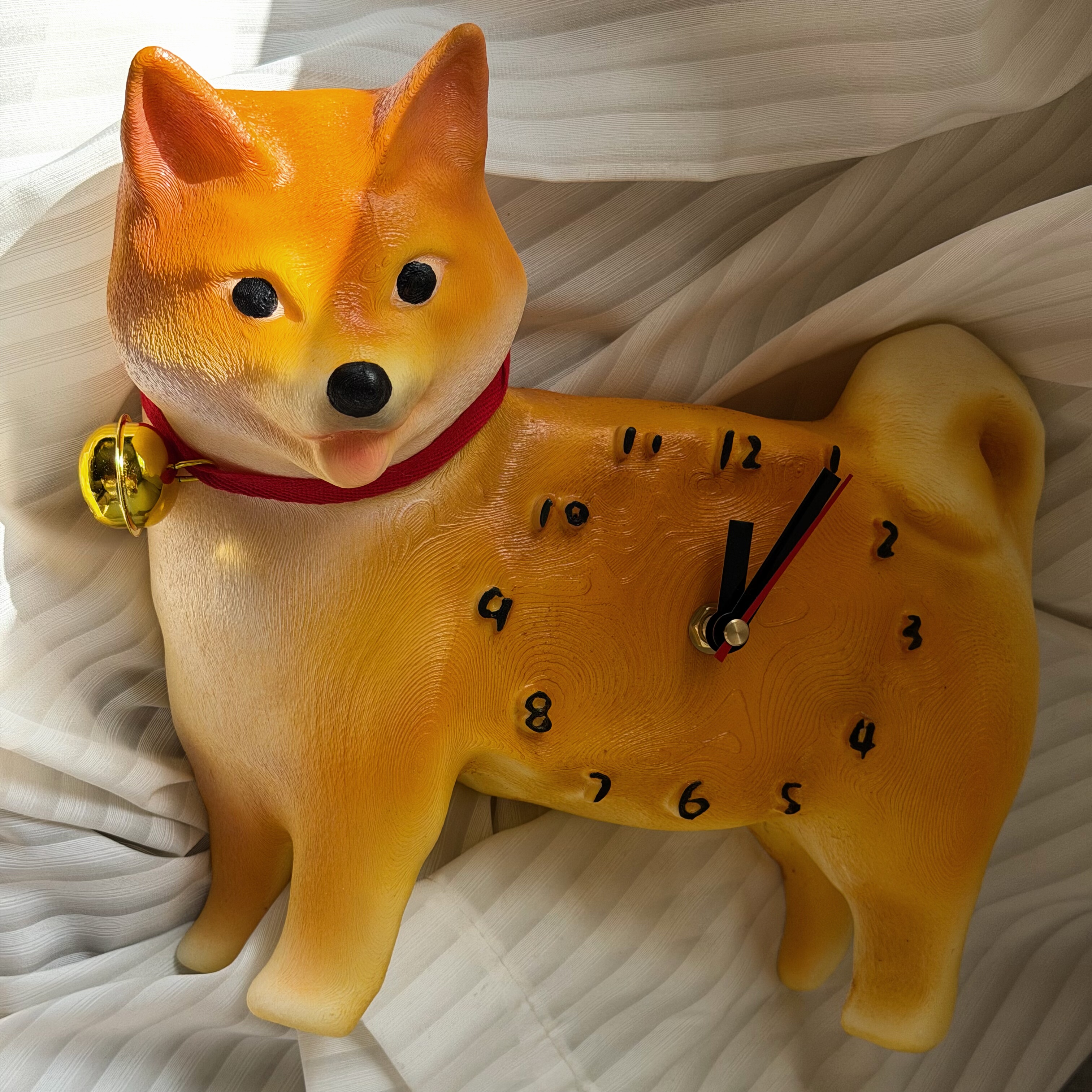 3D立体狗狗柴犬挂钟表静音可爱动物挂件墙面装饰创意礼品时钟挂表