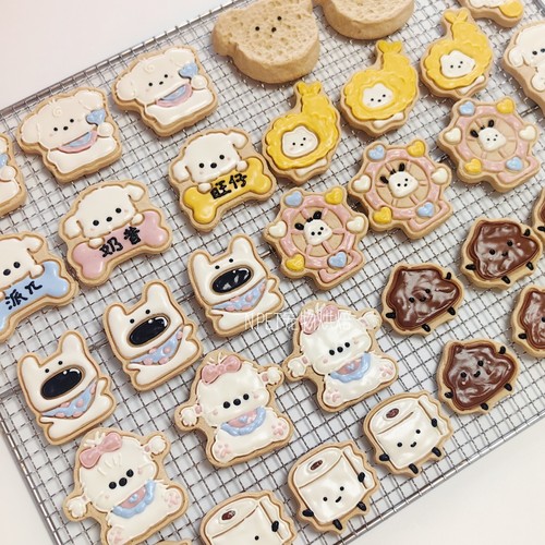 手工绘制可爱淋面宠物饼干 猫咪狗狗零食配餐饼干蛋糕装饰 无添加