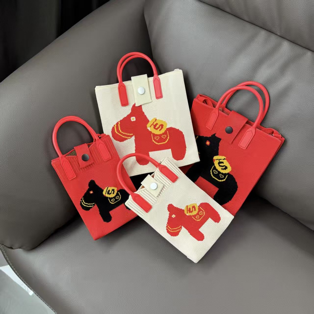 大容量托特包新年单肩包百搭背包新款卡通针织包2026新年发财包包,箱包皮具/热销女包/男包,通用款女包,淘宝优惠券,粉丝福利购,淘宝优惠卷