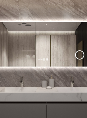 智能镜子卫生间触摸屏浴室镜带灯高清防雾酒店卫浴镜感应化妆镜方