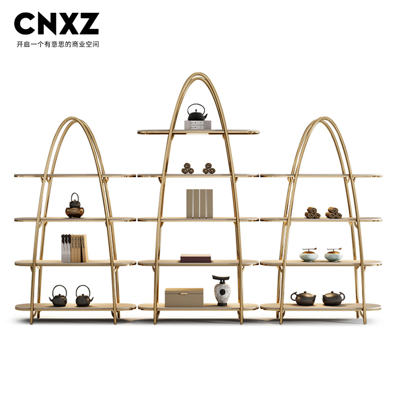 北欧多层轻奢拱形置物架书架客厅落地简约收纳架靠墙书柜文件柜