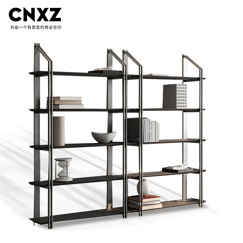 轻奢落地储物柜展示柜书房书架柜子铁艺隔断置物架多层办公室书柜