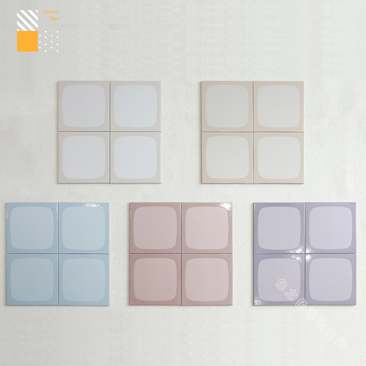 法式淡雾蓝亮光釉面方砖复古浴室卫生间墙砖商业空间地砖酒店瓷砖