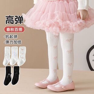 女童连裤袜春秋夏薄款小儿童宝宝公主风打底裤女孩白色外穿配裙子