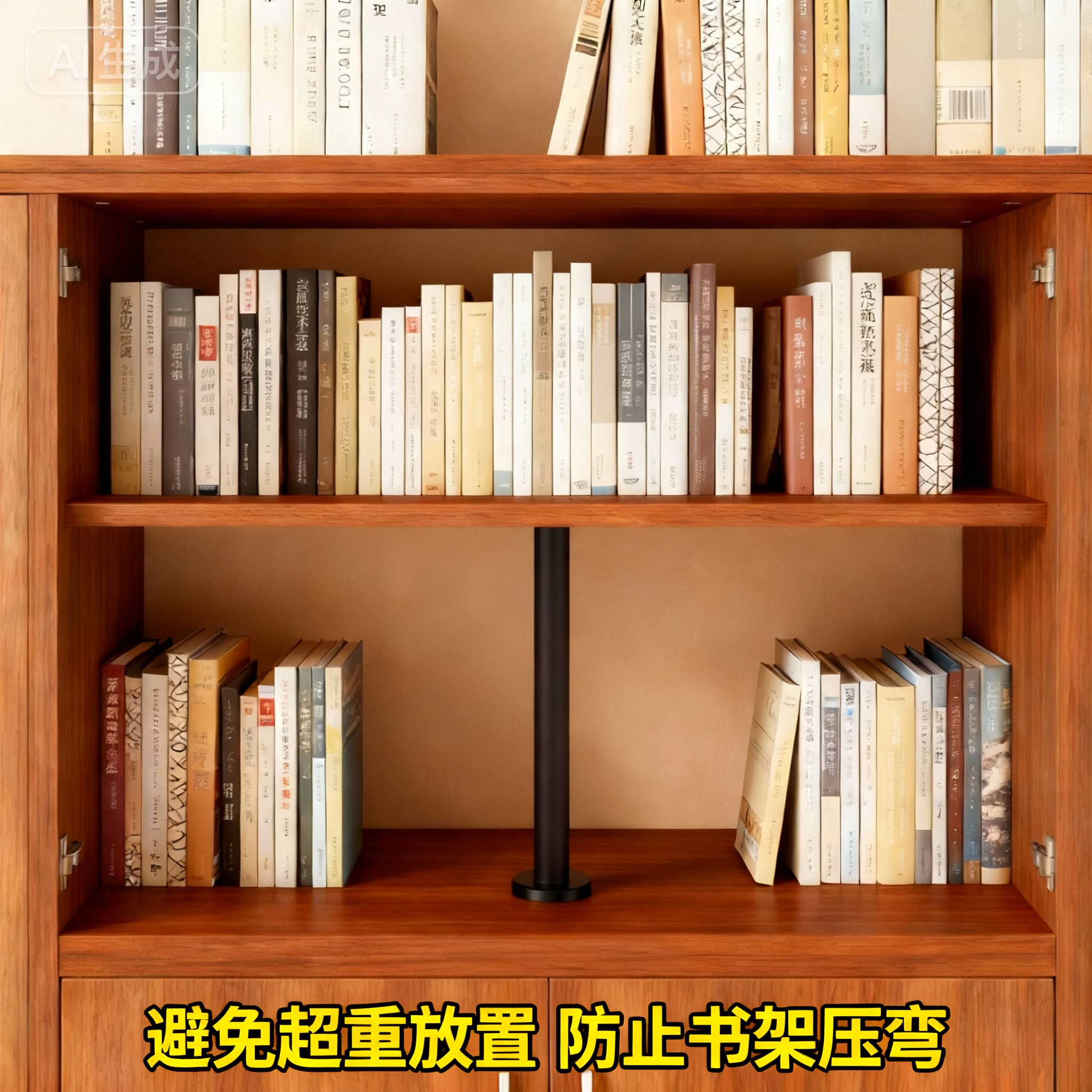 书架隔板支撑杆免打孔收纳置物架