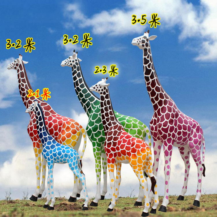 石膏定制招财几何切面马雕像定做卡通梅花小鹿长颈鹿动物雕塑摆件