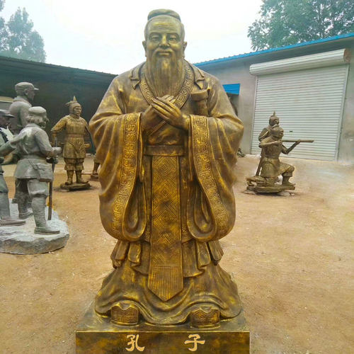 雕塑定制孔子玻璃钢人物雕像铸铜