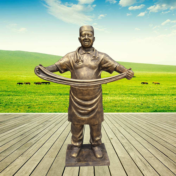 定制玻璃钢仿铜人物树脂饭店雕像