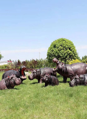 定制河马雕塑玻璃钢犀牛雕像铸铜