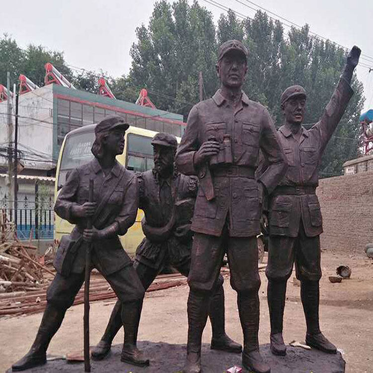 定制八路军雕塑玻璃钢老红军长征组雕铸铜抗日解放战争雕像摆件